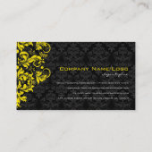 Elegante Vintage schwarz-gelbe Damasken Visitenkarte (Rückseite)
