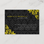 Elegante Vintage schwarz-gelbe Damasken Visitenkarte (Rückseite)