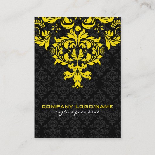 Elegante Vintage schwarz-gelbe Damasken Visitenkarte (Vorderseite)