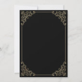 Elegante Vintage Schwarz-Gold-Script-Hochzeit Einladung (Rückseite)