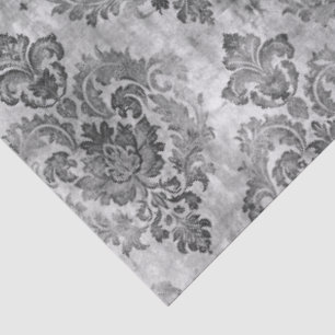 Elegante Vintage Schwarz Grau Decoupage Seidenpapier