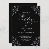 Elegante Vintage Schwarz-Weiß-Einladung Einladung (Vorne/Hinten)