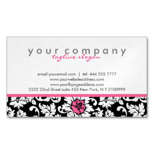 Elegante Vintage schwarz-weiße Damasken Magnetische Visitenkarte