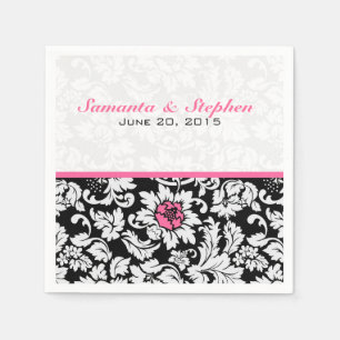 Elegante Vintage schwarz-weiße Damasken Serviette