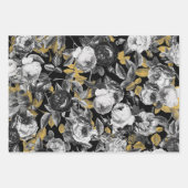 Elegante Vintage Schwarz-weiße Gold-Rose Geschenkpapier Set (Vorderseite 2)