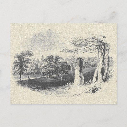 Elegante Vintage Schwarz-weiße Landschaft Postkarte (Vorderseite)