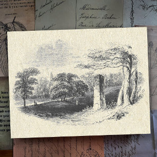 Elegante Vintage Schwarz-weiße Landschaft Postkarte