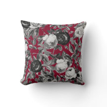 Elegante Vintage Schwarz-weiße Rose auf Burgund Re