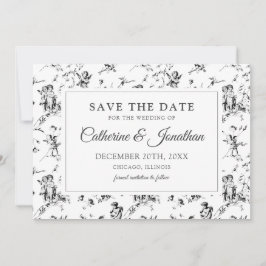 Elegante Vintage Schwarz-weiße Toile Angeli Save The Date