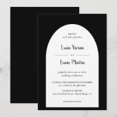 Elegante Vintage Schwarze Feierliche Hochzeit Einladung (Vorne/Hinten)