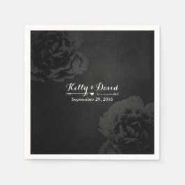 Elegante Vintage Schwarze Flora Hochzeit Serviette