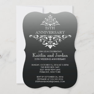 Elegante Vintage-Schwarze-Flourish-Jubiläumsfeier Einladung