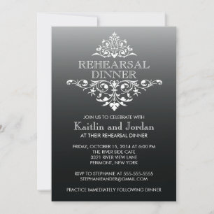 Elegante Vintage-Schwarze Flourish-Probeessen-Einl Einladung