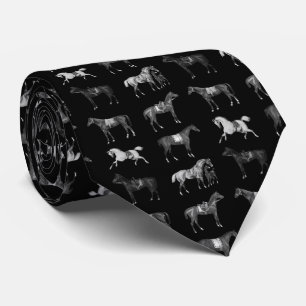 Elegante Vintage Schwarze gesattelte Pferde Krawatte