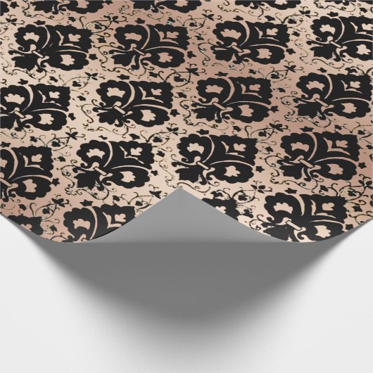 Elegante Vintage Schwarze Rose Geschenkpapier (Ecke)