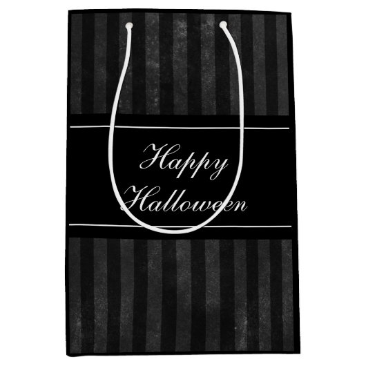 Elegante Vintage schwarze Streifen glücklich Hallo Mittlere Geschenktüte (Vorderseite)
