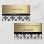 Elegante Vintage Schwarzweiss-Damast-Antike Visitenkarte (Vorne/Hinten)