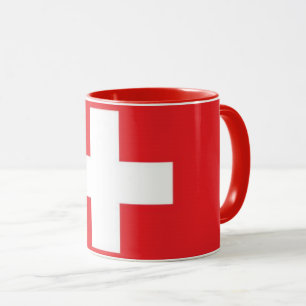 Elegante Vintage Schweiz Flaggen Bedeckte Keramik Tasse