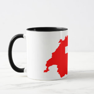Elegante, Vintage Schweizer Fahne bedeckte Keramik Tasse