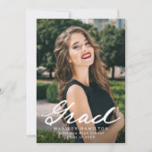 Elegante Vintage Script-Foto-Graduation-Party Einladung (Vorderseite)