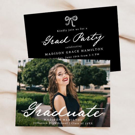Elegante Vintage Script-Foto-Graduation-Party Einladung