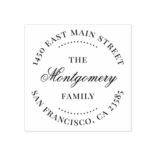 Elegante Vintage Script Round-Rücksendeadresse Gummistempel (Prägung)