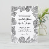 Elegante Vintage Seashell Beach Wedding Einladung (Stehend Vorderseite)