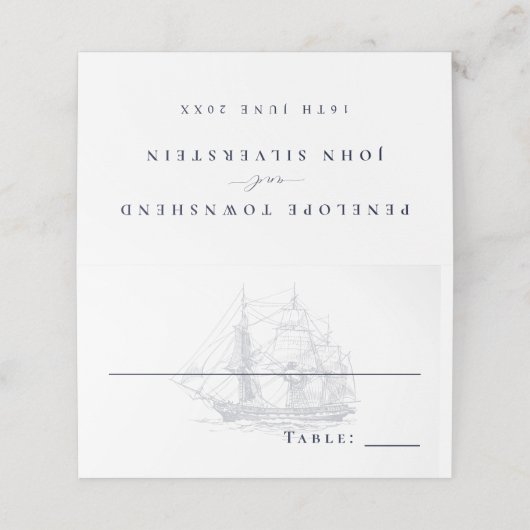 Elegante Vintage Seefahrt Platzkarte (Außenseite Aufgefaltet)