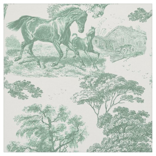 Elegante Vintage Seite Grünes Pferd Stoff (Muster)