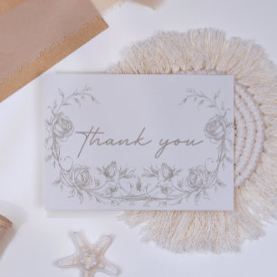Elegante Vintage-Sepia-Blumen-Hochzeit-Dankeschön Dankeskarte