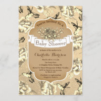 Elegante Vintage-Sepia-Blumen & Kolibris