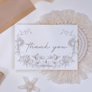 Elegante Vintage-Sepia-Floral-Hochzeit-Dankeschön Dankeskarte