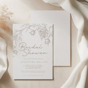 Elegante Vintage-Sepia-Rosen-Brautparty Einladung