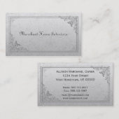 Elegante Vintage silberne Damast-Geschäfts-Karten Visitenkarte (Vorne/Hinten)