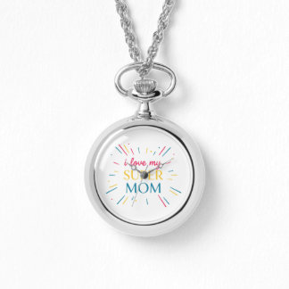 Elegante Vintage Silberuhr 'I Love My Super Mom' T Armbanduhr