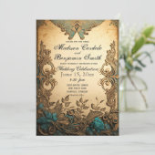 Elegante Vintage Skulpturen Rustikale Hochzeit Einladung (Stehend Vorderseite)