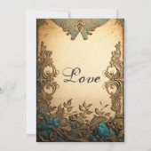 Elegante Vintage Skulpturen Rustikale Hochzeit Einladung (Rückseite)