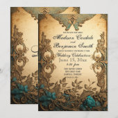 Elegante Vintage Skulpturen Rustikale Hochzeit Einladung (Vorne/Hinten)