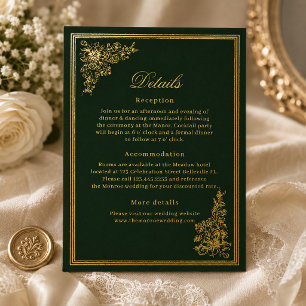 Elegante Vintage Smaragd-Regency-Hochzeits-RSVP-Ka Folie Einladungspostkarte