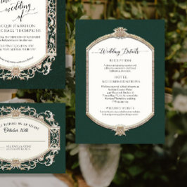 Elegante Vintage Smarald n Gold Hochzeiten Details Einladung