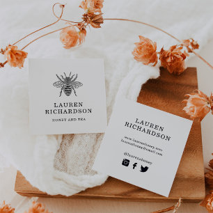 Elegante Vintage sozial-Medium-Ikonen der Bienen-  Quadratische Visitenkarte