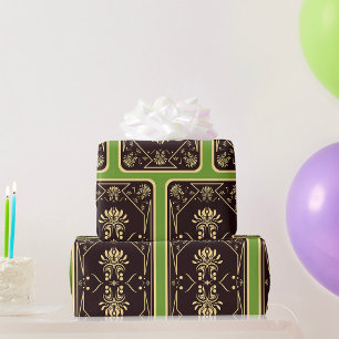 Elegante Vintage Spielkarte Schwarzes Gold Geschenkpapier