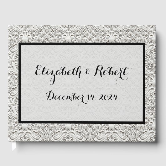 Elegante Vintage Spitze Gästebuch (Vorderseite)