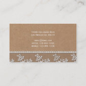 Elegante Vintage Spitze-Geschäfts-Karte Visitenkarte (Rückseite)