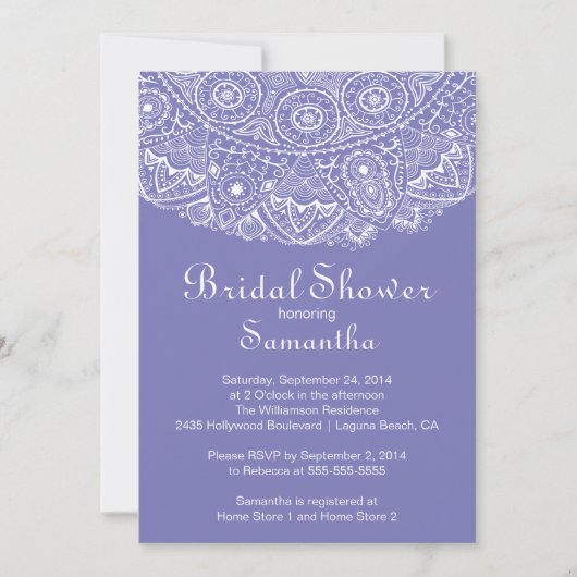 Elegante Vintage Spitzen-Bridal-Dusche Einladung (Vorderseite)