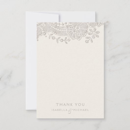 Elegante Vintage Spitzen rustikale Hochzeit danke (Vorderseite)
