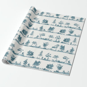 Elegante Vintage Staubblau-Pferdejagd-Toile Geschenkpapier
