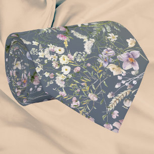 Elegante Vintage-Staubblaue Blumen-Hochzeitskrawat Krawatte