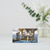 Elegante Vintage Steampunk-Drachenkunst Suede Wris Visitenkarte (Stehend Vorderseite)