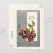 Elegante Vintage Stiefmütterchen mit Ostergruß Postkarte (Vorne/Hinten)